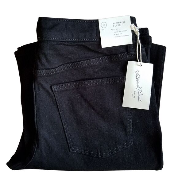 Universal Thread High-Rise Flare Jeans Women's 10 Black Stretch Denim - Picture 3 of 10